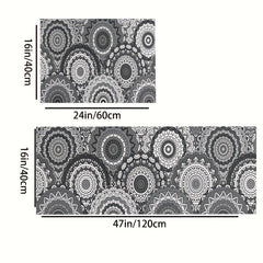 2pcs Geometric Floral Area Mat Soft Plush Non-slip Carpet for Home Decor