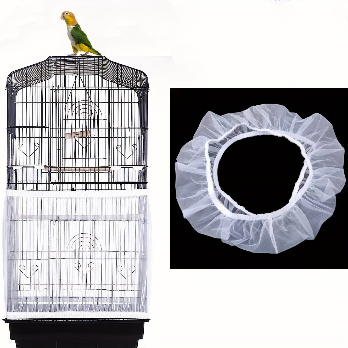 Mesh Bird Cage Cover Seed Catcher Protective Bird Cage Accessories