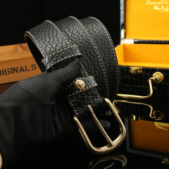 Men's Wild Style Pin Buckle Belt Classic Brass Buckle Head Double sided