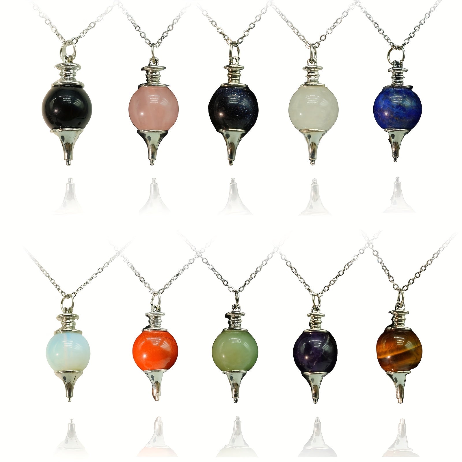 Soul Pendulum Roundness Healing Crystal Necklace Wire Wrapped