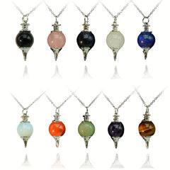 Soul Pendulum Roundness Healing Crystal Necklace Wire Wrapped
