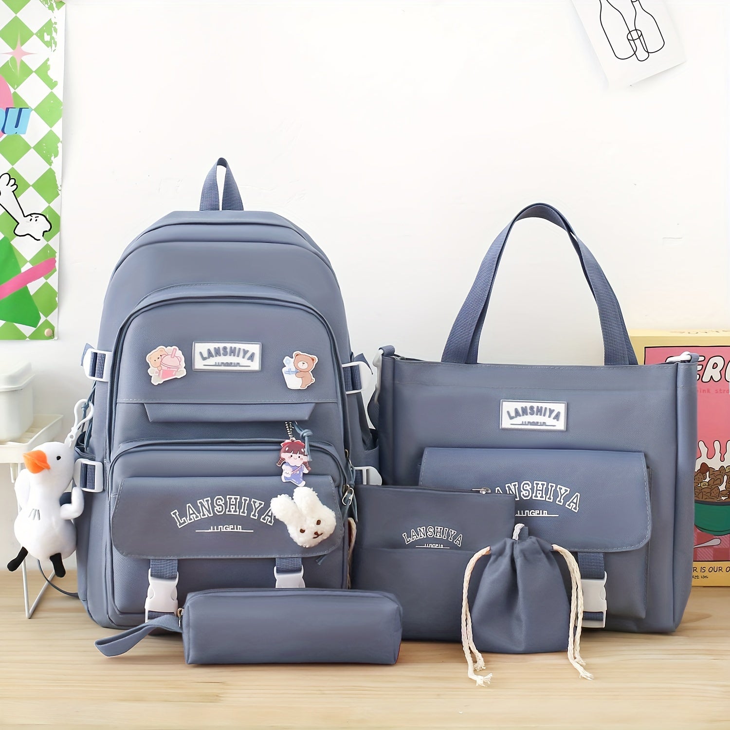 5pcs Backpack Set Large Capacity for Students