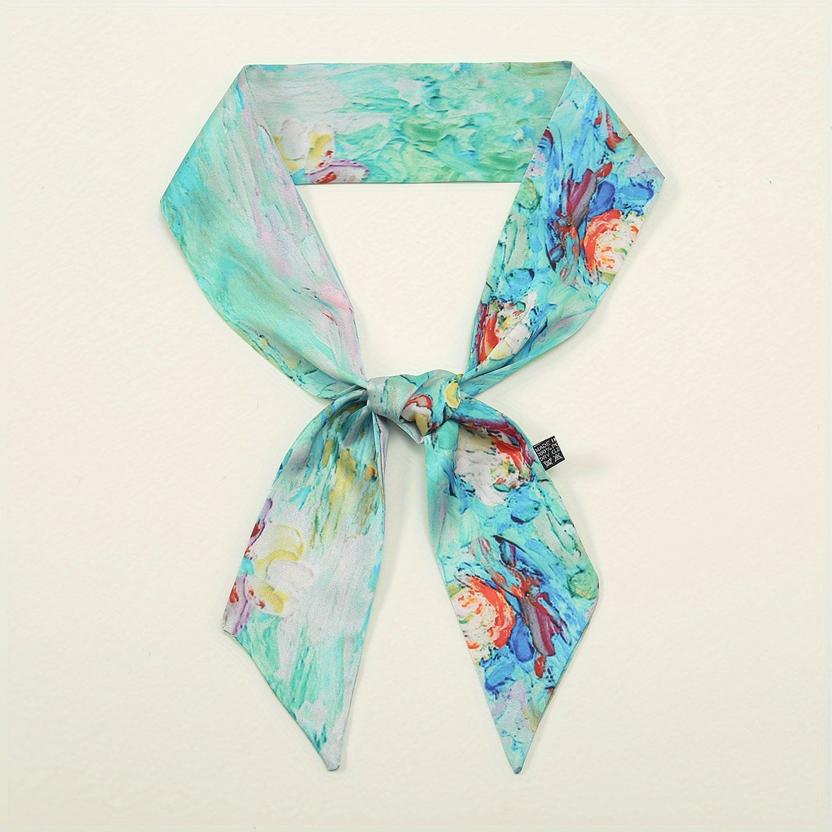 Skinny Scarf Oil Painting Print Long Ribbon Neckerchief Women Casual Necktie
