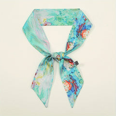 Skinny Scarf Oil Painting Print Long Ribbon Neckerchief Women Casual Necktie