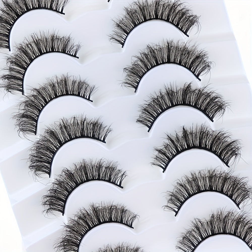 7 Pairs Faux Mink False Eyelashes Long Lasting Fluffy Volume Lashes