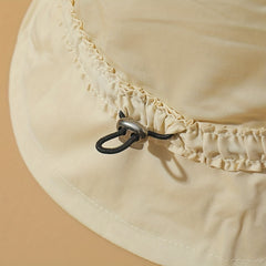 Thin Bucket Hat Drawstring Breathable Outdoor Cap Women Sun Beach