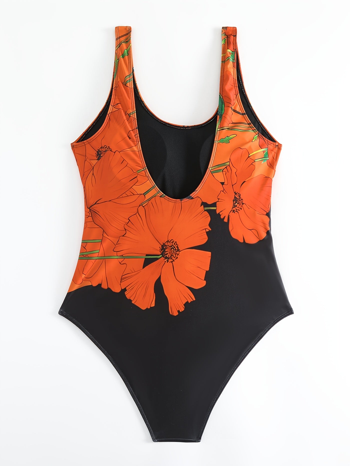 Floral Print Backless One Piece Swimsuit Plus Size Women's Bathing Suit