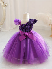 Bowknot Sequin Mesh Gown Dress for Baby Girls - Perfect for Parties