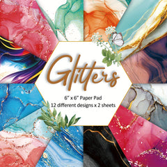 24 Sheets 6x6 Glittery Printing Paper for DIY Scrapbooking Gift Wrapping