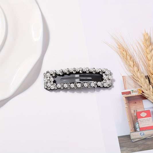 Alloy Hair Clip Faux Pearl Rhinestone Snap Clip Women Girls Hair Accessories
