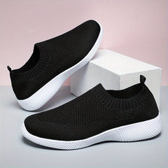Women's Mesh Slip On Walking Shoes Breathable Anti-slip Outdoor Flat Shoes