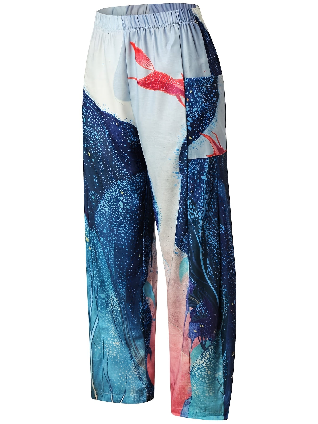 Geometric Print High Rise Wide Leg Pants Plus Size