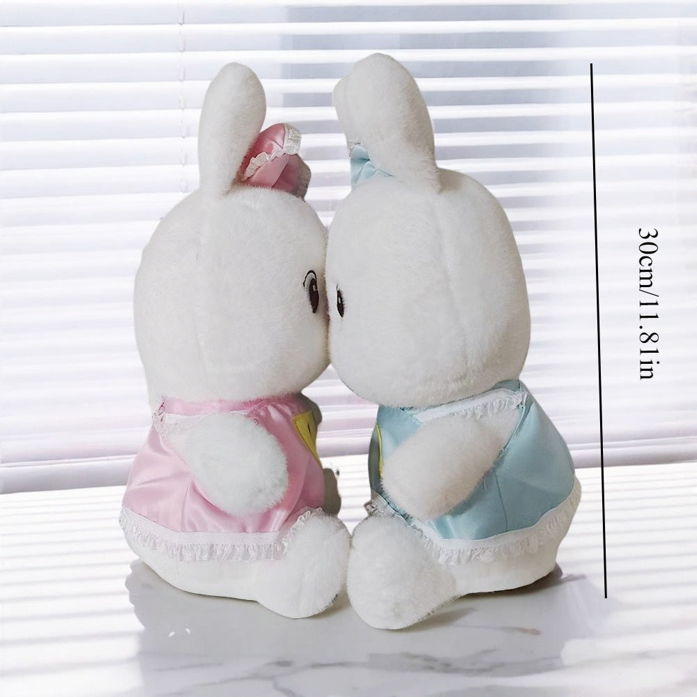 30cm Bunny Doll with Apron Stuffed Animal - Pink & Outfits - Birthday Gift