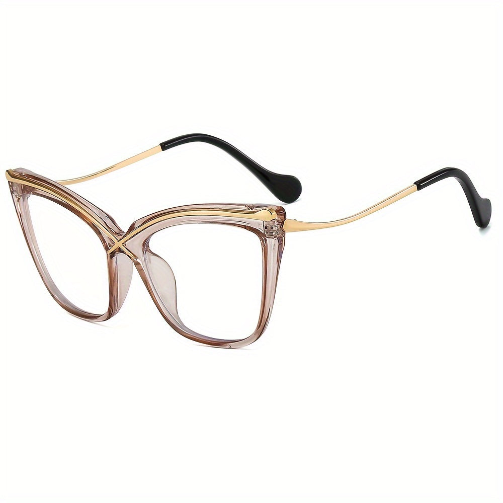 Cat Eye Anti Light Glasses Metal Temple Frame