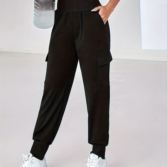 Loose Fit Casual Jogger Pants Solid Stretchy Sports Trousers