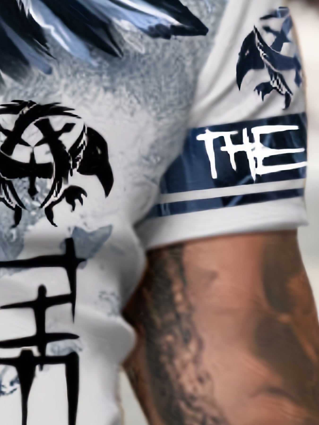 Ink Eagle Painting Pattern Mens 2 Piece Outfits Summer Set