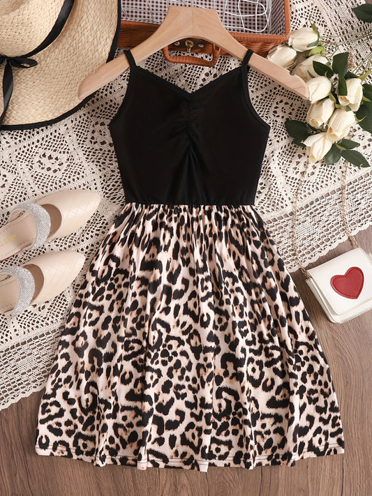 Girls Leopard Print Cami Dress for Party Beach Vacation