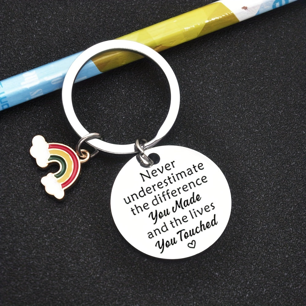 NEVER UNDERESTIMATE Inspirational Keychain Metal Key Ring
