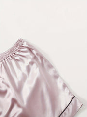 Satin Pajama Set Short Sleeve & Shorts Women's Sleepwear