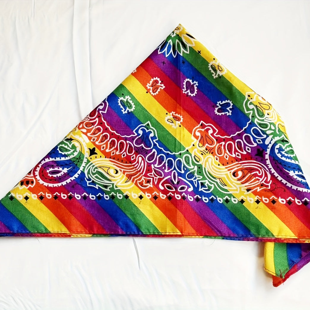 Iridescent Paisley Print Bandana Hip Hop Square Scarf