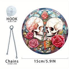 Halloween Acrylic Rose Couple Skull Window Decoration