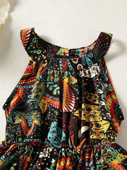 Girls Boho Graphic Casual Dress for Party Beach Vacation