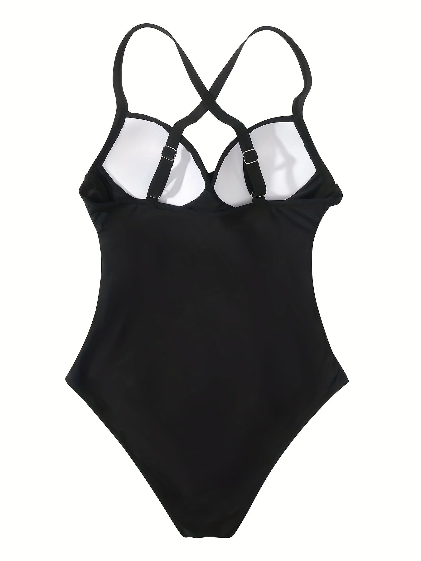 Ruched Halter Swimsuit V Neck Cross Back One Piece Bathing Suit