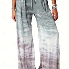 Women's Plus Ombre Print Wide Leg Drawstring Trousers