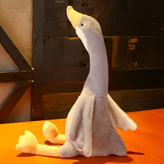 Gray Pink Duck Plush Toy Soft Stuffed Animal with Fluffy Feathers