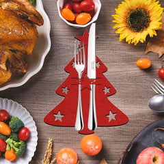 4pcs Christmas Tree Cutlery Holder Felt Fork And Spoon Bag