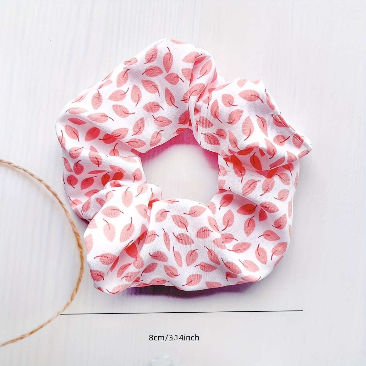 5pcs Leaf Pattern Chiffon Scrunchies Hair Tie Ponytail Holder for Women Girls