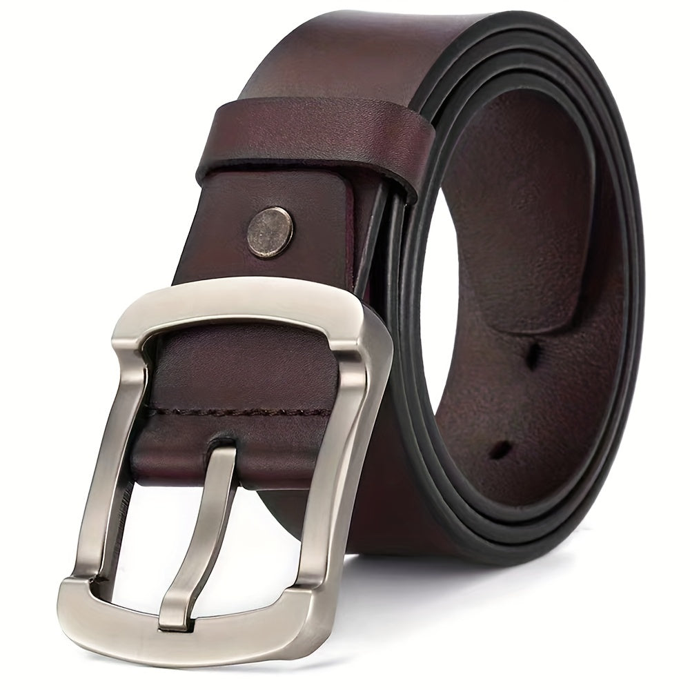 Two story Cowhide Retro Men's Jeans With Antique Leather Casual Tide Belt