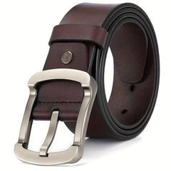 Two story Cowhide Retro Men's Jeans With Antique Leather Casual Tide Belt