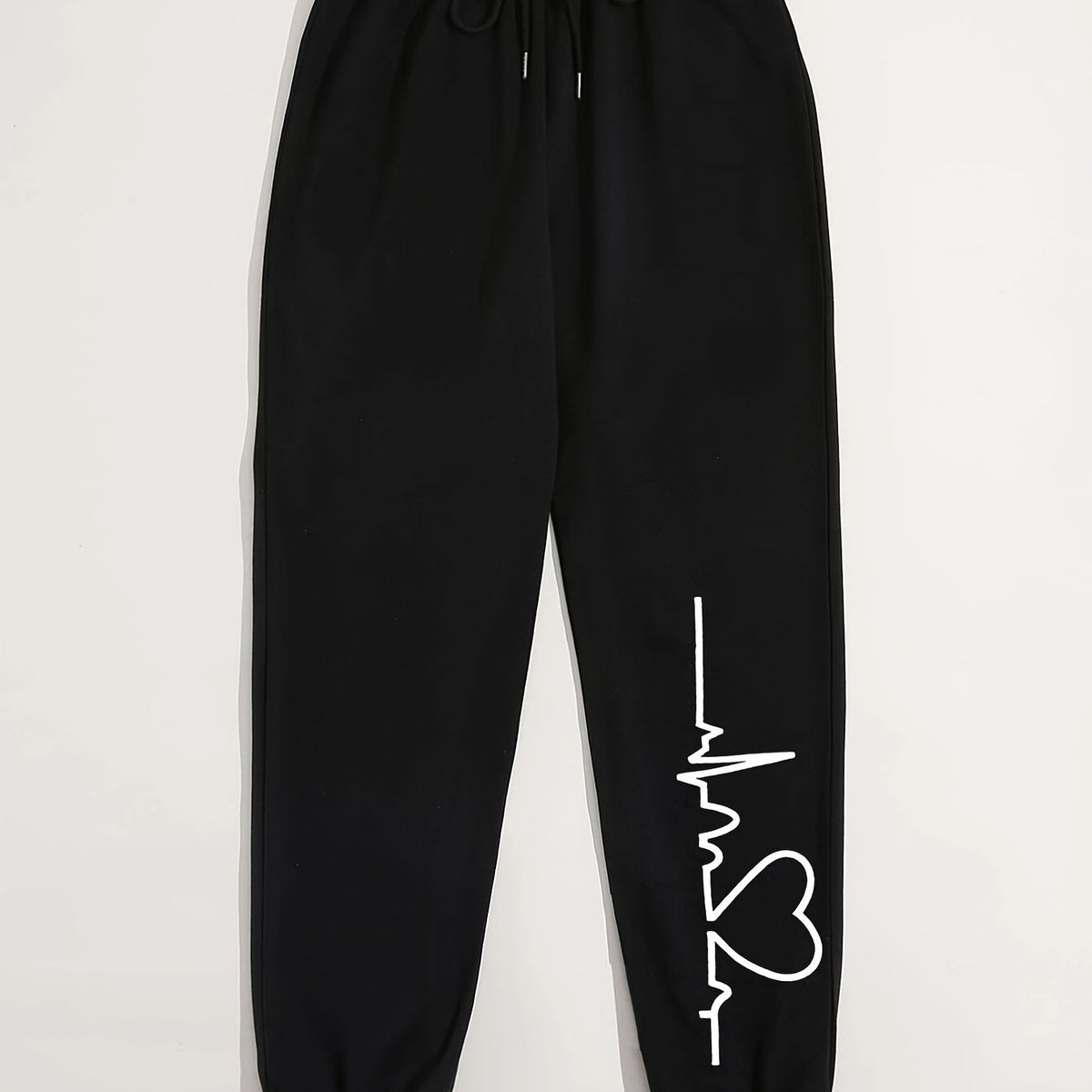 Heart Print High Waist Sweatpants Women's Casual Pants