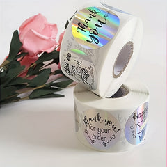 500 Rainbow Laser Thank You Labels Roll