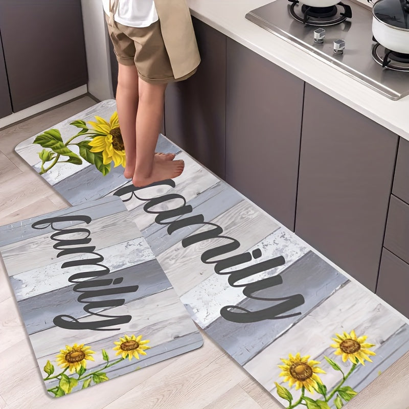 Sunflower Print Kitchen Mat Non-slip Soft Entrance Doormat