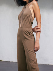 Women's Solid Criss Cross Wide Leg Jumpsuit