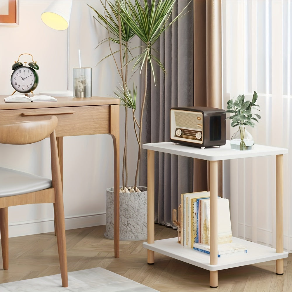 2 Layer Bedside Table with Side Table & Storage Space