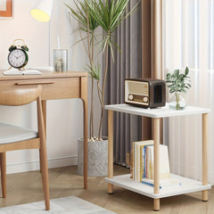 2 Layer Bedside Table with Side Table & Storage Space