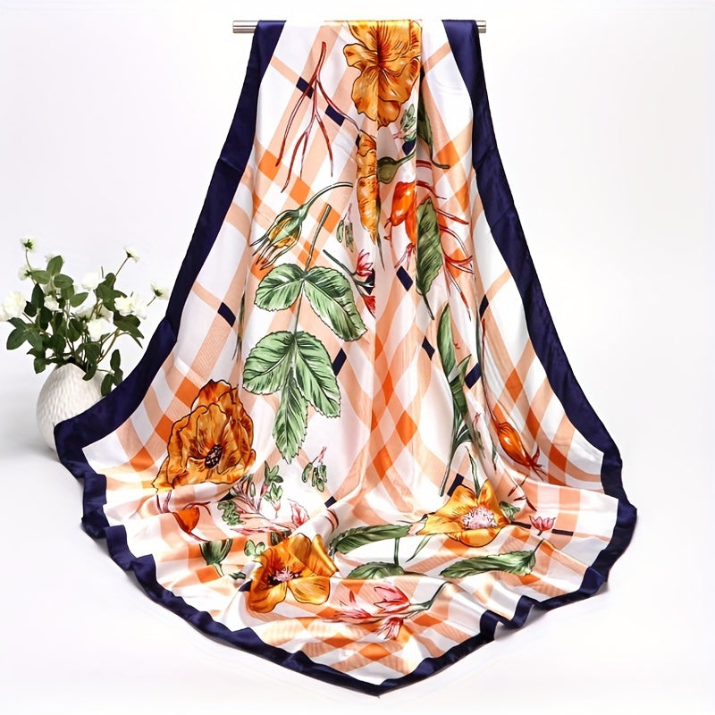 Silk Satin Geometric Bandana Scarf 88.9cm Square Lightweight