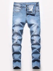 Boys Ripped Denim Jeans Long Straight Pants