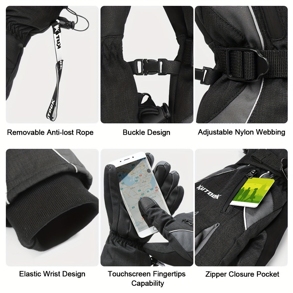 Neoprene Padded Touch Screen Skiing Gloves TPU Waterproof Windproof