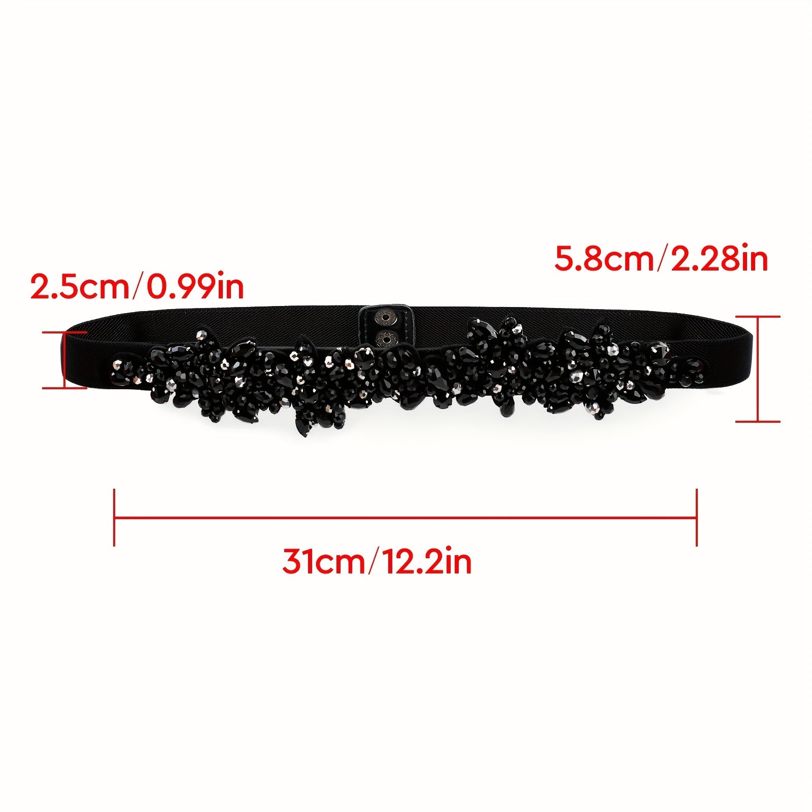 Vintage Crystal Girdle Rhinestone Elastic Belt Waistband for Women