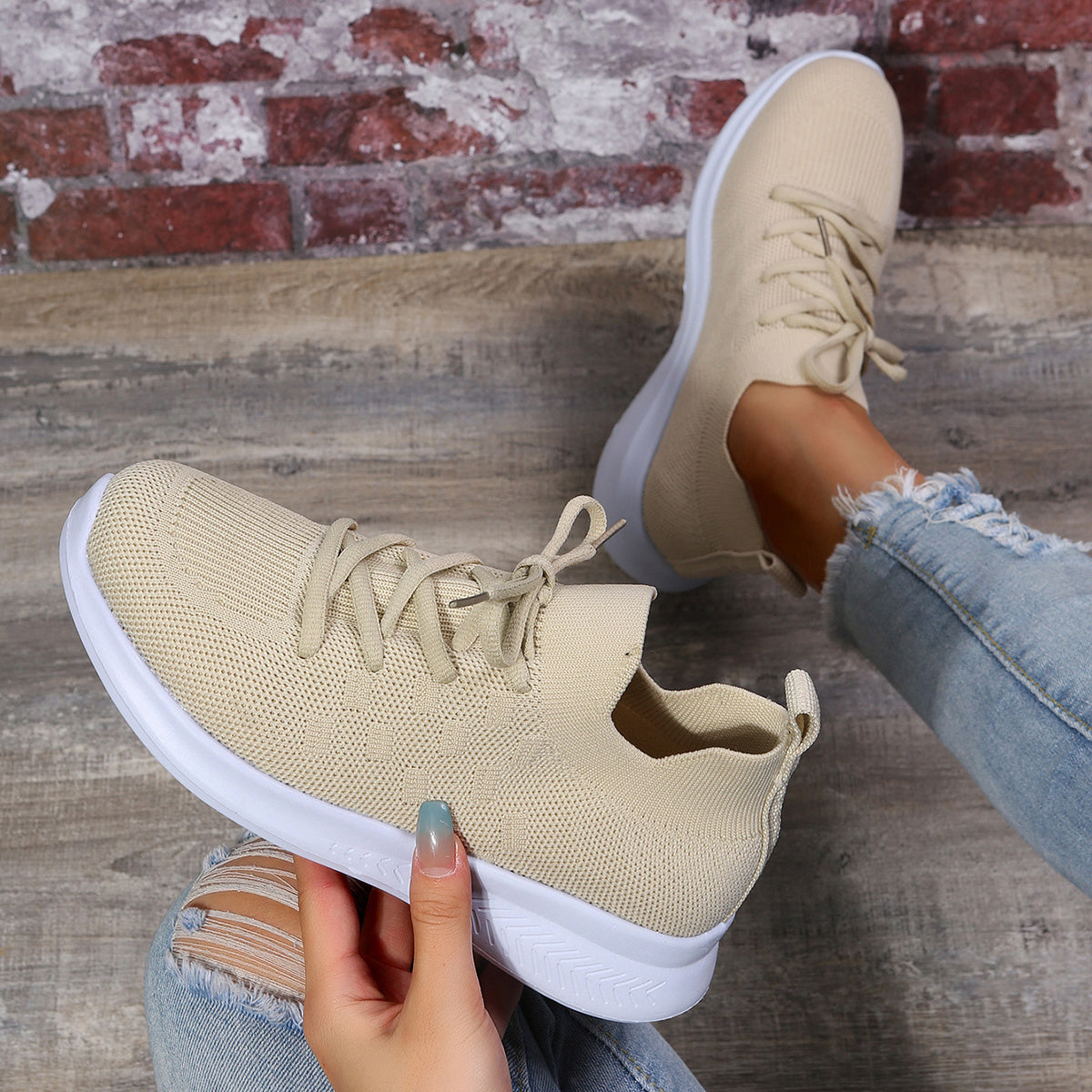 Women's Casual Flying Woven Sneakers Breathable Running Shoes