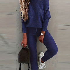 Solid Sports Two piece Set Long Sleeve Hoodies & Striped Pants