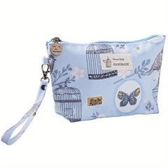 Flower Bird Cosmetic Bag Waterproof Canvas Makeup Pouch Small Travel Organizer