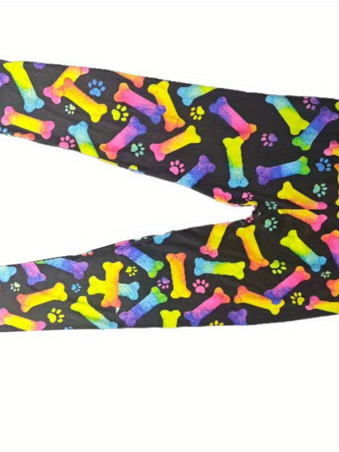  Colorful Bone & Paw Print High Rise Leggings