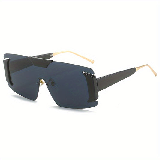 Y2K Oversized Sunglasses Semi Rimless Shield UV400 Sun Shades
