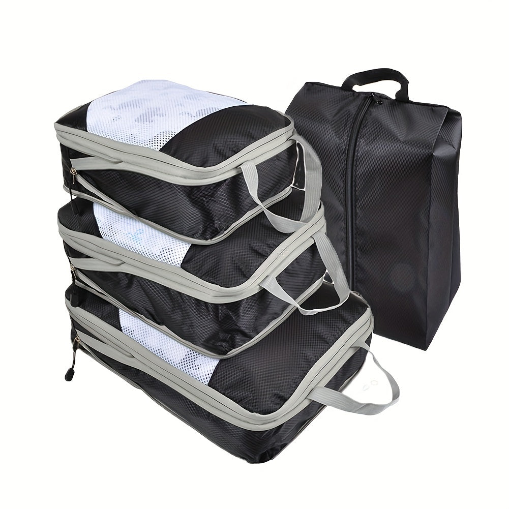 4pcs Travel Packing Cubes Compressible Storage Bags Organizers
