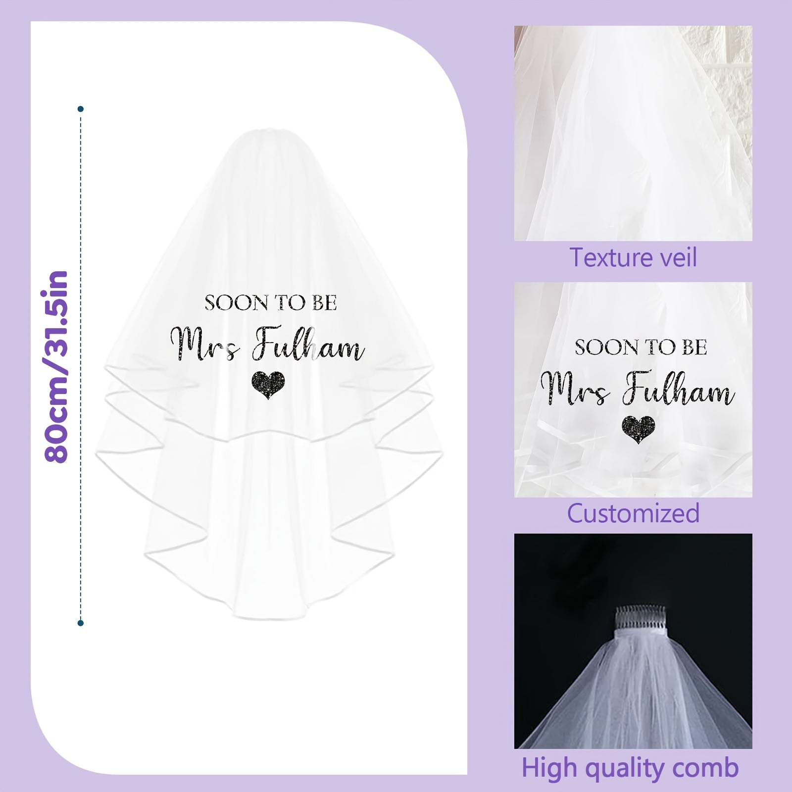 Personalized Bridal Veil - Custom Wedding Veil for Brides